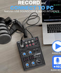Five Channel Portable Audio Mixer With USB Interface And Rechargeable Battery Compact DJ Controller setup with mic and laptop