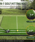 Dual Turf Golf Mat 5x4ft for backyard indoor practice with thick 21mm-45mm hitting surface shown on grass with alignment aid