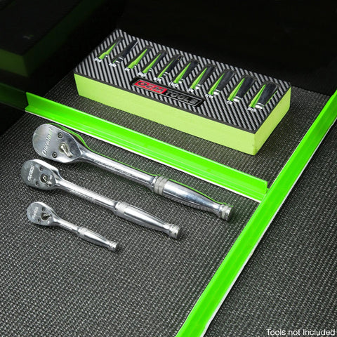 Two-Piece Plastic Drawer Divider Set With Adhesive Backing For Easy No-Fuss Install, Drawer Organizer And Tool Box Dividers In Green.