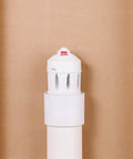 500 DFU Stack Air Admittance Valve Adapter For PVC Schedule 40 Straight Vent 3 To 4 Inch 160 Branch Black White Finish ASSE 1050 1051 Compliant DIY Friendly DWV Plumbing in white, installed vertically.