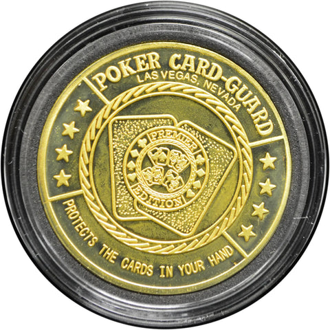 Hand Painted Poker Card Guard Protector Money Machine With Acrylic Case And One And A Half Inch Brass Coin Durable Card Protector