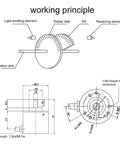 Technical diagram of Photoelectric Encoder ABZ Three Phase Incremental Rotary Encoder 24V DC5 Solid Shaft.