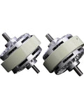 Magnetic Particle Clutch And Powder Brake System With Adjustable Torque Control, dual axle design, shown in side view for automated machinery.