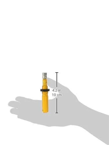 Pro Grade Adjustable Torque Screwdriver 2 To 15 cNm with Lock Ring shown to scale on a hand, 3.9-inch length tool.