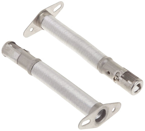 Ez Flex Adjustable Universal Venturi Tubes 2-Pack for Gas Grills with Square Mount, shown with metal finish and mounting brackets