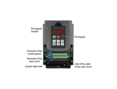 Frequency drive with keypad for Air Cooled Spindle Kit 1.5kW ER16, 80mm Shaft, Four P4 Bearings, 0.01mm Runout, CNC routers and milling