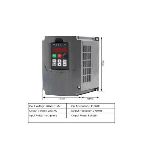 Frequency drive for Air Cooled Spindle Kit 1.5kW ER16, 80mm Shaft, Four P4 Bearings, supporting high speed CNC milling and quieter operation