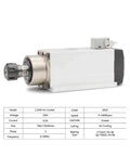 Side view of Air Cooled Spindle With Ceramic Bearings 4 Bearings 220V 2.2kW ER25 CNC Spindle Kit showing technical specs below