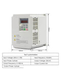 220V inverter for Air Cooled Spindle With Ceramic Bearings 4 Bearings 2.2kW ER25 CNC Spindle Kit with technical parameters displayed