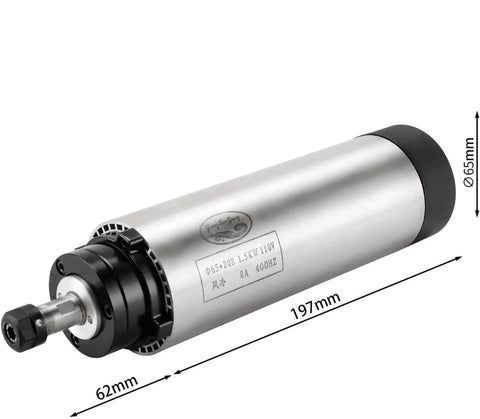 Air Cooled CNC Spindle Motor 1.5KW 220V Dual Voltage 110V Option 24000 RPM 65mm Bore Four Bearings High Torque For CNC Wood Router Milling