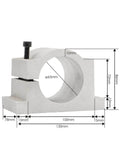 65mm aluminum bracket for Powerful 1.5 kW ER11 Air Cooled Spindle Motor with detailed measurements, featuring heat dissipation design.