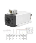 Air Cooled CNC Spindle Motor With Flange Square Mount, 1.5kW ER11, 4 Bearings, 380V shown with wiring diagram and connections