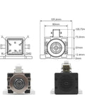 Front and rear view of Air Cooled CNC Spindle Motor With Flange Square Mount, 1.5kW ER11, with technical diagram and dimensions.