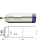 Air Cooled CNC Spindle Motor With 4 Ball Bearings 65mm Diameter 1.5KW ER11 for PCB Processing and Metal Engraving