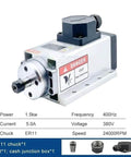 Square Air Cooled CNC Spindle Motor With ER20 Chuck And Four Bearings 1.5kW 380V Inverter Speed Control for Wood Carving