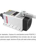 Air Cooled Spindle Motor Three Point Five Kilowatt 220V Or 380V With ER20 Chuck Four Bearing Square Flange Dustproof Design