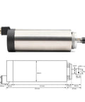 Air Cooled CNC Spindle Motor 800W 220V With ER11 Collet, 65mm aluminum bracket, product dimensions, technical drawing
