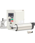 Rugged 0.8kw ER11 Air Cooled CNC Spindle Motor with 65mm mount, four ball bearings, and 1.5kw H100 speed controller plus bracket