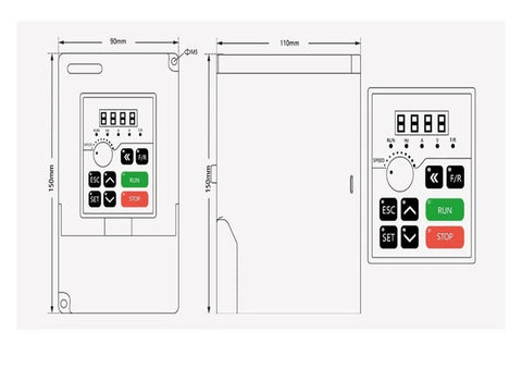 Diagram of 1.5kw H100 Speed Controller for Rugged 0.8kw ER11 Air Cooled CNC Spindle Motor With 65mm Mount, 220V milling use