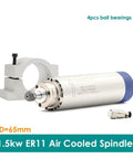 Beefy Air Cooled CNC Spindle Motor ER11 1.5kW 65mm Diameter Dual Voltage 110V 220V with bracket