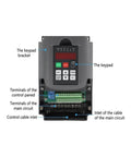 220V inverter VFD front view with control panel details for Pro Grade 1.5kW ER16 Air Cooled CNC Milling Spindle