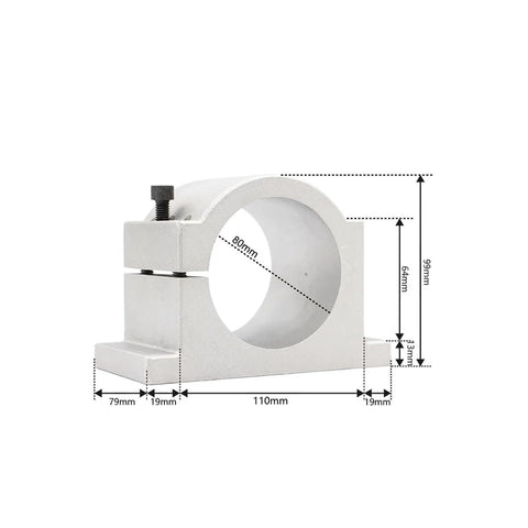 80mm mount bracket for Pro Grade 1.5kW ER16 Air Cooled CNC Milling Spindle with 4 high speed bearings and 220V inverter VFD