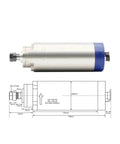 Pro Grade 1.5kW ER16 Air Cooled CNC Milling Spindle with 4 high speed bearings and 80mm mount bracket, product diagram view