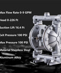 Air Operated Double Diaphragm Pump With One Half Inch Inlet And Outlet For Waste Oil And Chemical Transfer No Fuss Heavy Duty