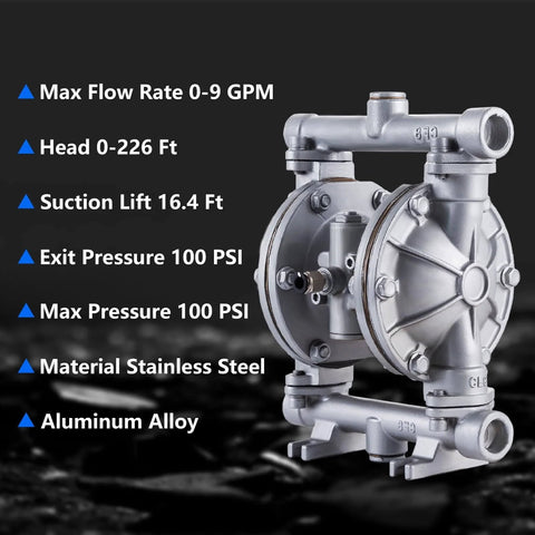 Air Operated Double Diaphragm Pump With One Half Inch Inlet And Outlet For Waste Oil And Chemical Transfer No Fuss Heavy Duty
