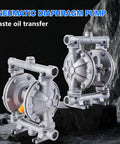 Air Operated Double Diaphragm Pump With One Half Inch Inlet And Outlet For Waste Oil And Chemical Transfer, gray, 9 GPM, steel/iron
