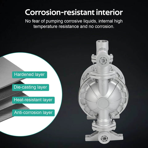 Air Operated Double Diaphragm Pump For Oil Transfer With One And A Half Inch Inlet And Outlet, corrosion-resistant interior layers