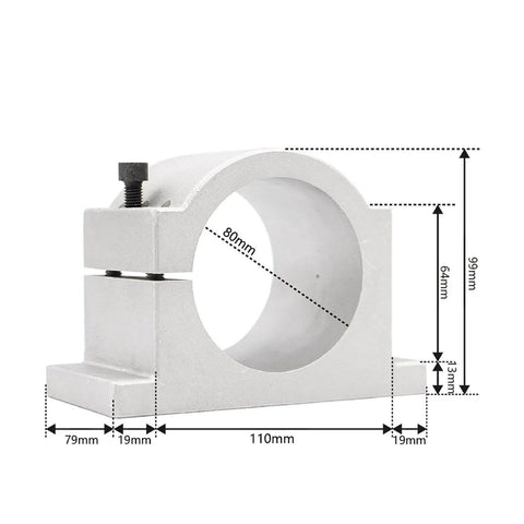 80mm aluminum mounting bracket for 2.2kW Beefed Up Air Cooled ER20 Spindle With 4 Bearing, 220V, 24000 RPM in CNC routers