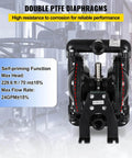 Front view of Air Operated Double Diaphragm Pump 1 Inch Inlet Outlet Aluminum, 35 GPM Max, 120 PSI, with Double PTFE Diaphragms
