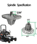Diagram of Premium Aluminum Diecast Lawn Mower Spindle Assembly with dimensions for Bobcat ZT3000 ZT3500