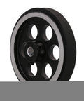 Side view of Workhorse Aluminum Encoder Wheel For Rotary Encoder 65mm Diameter Meter Wheel With 0.24 Inch Bore, industrial grade.