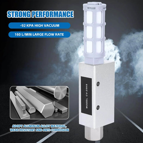 Premium Pneumatic Air Exhaust Vacuum Generator Ejector With Muffler, CV-25HS aluminum, strong performance, anti-corrosion.