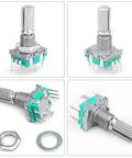 Five Pack 360 Degree Rotary Encoder With Push Button EC11 Code Switch Digital Potentiometer Kit For Arduino, 5 Pin, 20mm Shaft