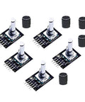KY 040 Rotary Encoder Module Switch Development Kit 360 Degree With Knob Caps for Arduino AVR PIC, set of 5 for DIY projects and pulse counting.