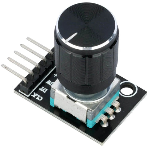 Single unit from Five Pack 360 Degree Rotary Encoder Modules Set For Arduino Projects With Black Knob Caps KY 040 Compatible