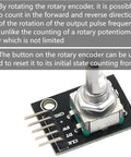 Five Pack 360 Degree Rotary Encoder Modules Set For Arduino Projects With Black Knob Caps KY 040 Compatible close-up view