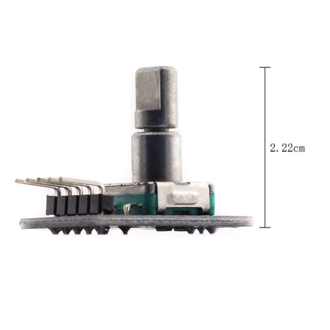 Side view of Two Pack KY-040 Rotary Encoder Module showing measurement, ideal for Arduino projects with 360-degree incremental encoders.