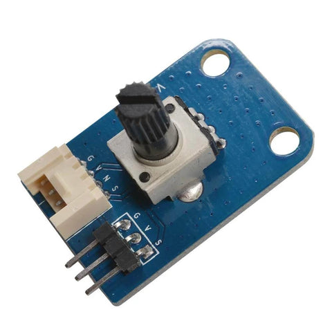 Close-up of Two Pack 10K Ohm Rotary Potentiometer Module For Arduino Uno PIC AVR MCU DSP Projects with 3 Pin and Grove 4 Pin Interfaces.