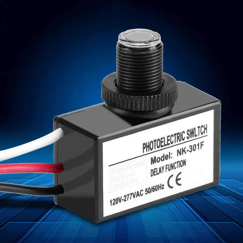Automatic Outdoor Photocell Sensor For Nighttime Lighting Control With Photoelectric Switch 120V To 277VAC, close-up view