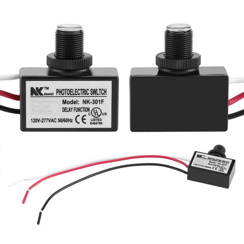 Automatic Outdoor Photocell Sensor For Nighttime Lighting Control With Photoelectric Switch 120V To 277VAC Energy Efficient Light Sensor