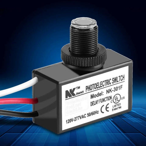 Automatic Outdoor Photocell Sensor for Nighttime Lighting Control with Photoelectric Switch 120V to 277VAC