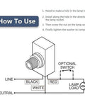 Diagram showing wiring instructions for Automatic Photoelectric Light Switch With 120VAC Sensor Auto On Off Day Night Control.