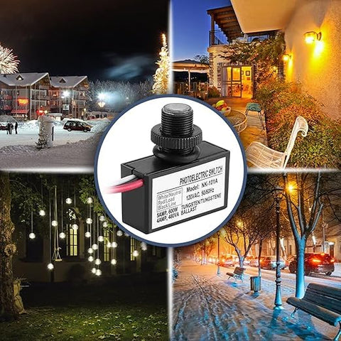 Automatic Photoelectric Light Switch With 120VAC Sensor Auto On Off Day Night Control for Energy Saving lighting in outdoor settings