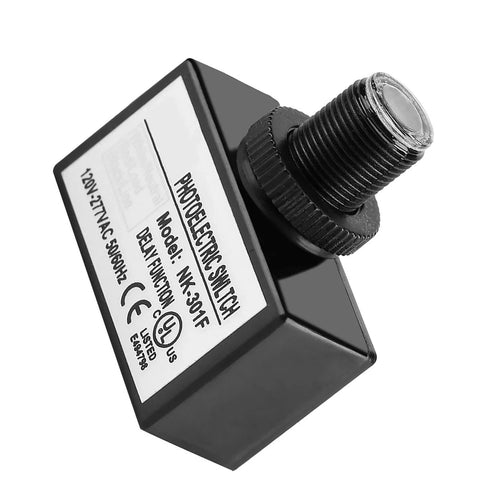 Automatic Photoelectric Sensor Switch for lighting dusk to dawn no fuss auto on off, energy-saving control, close-up view