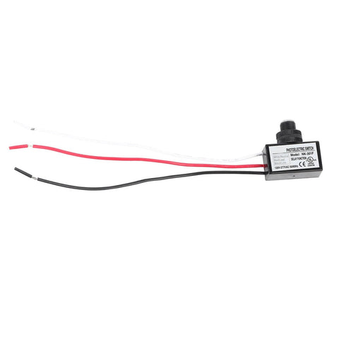 Automatic Photoelectric Sensor Switch For Lighting With Dusk To Dawn No Fuss Auto On Off switch with visible wires and labeling