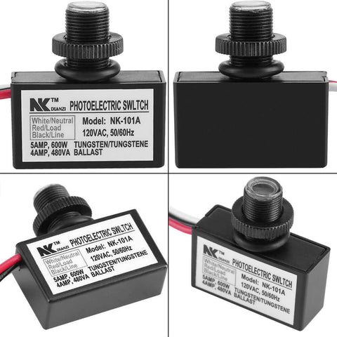 Automatic Photoelectric Switch For Outdoor Lighting 120VAC 50 60Hz Sensor Control Turns Lights On At Night And Off By Day